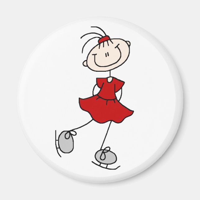 Red Ice Skater Girl Magnet (Front)
