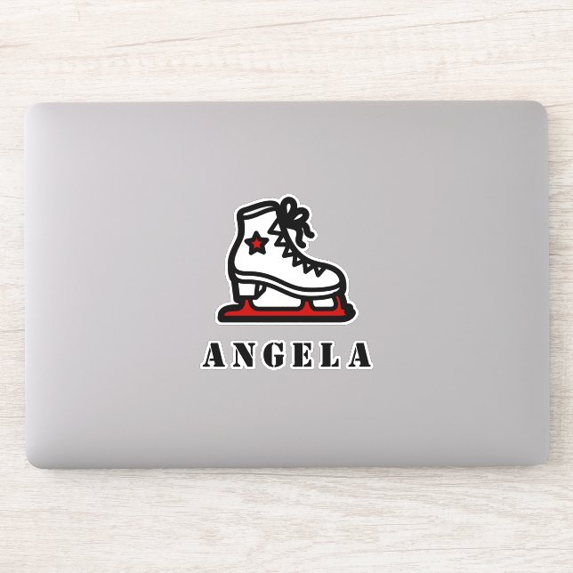 Red Ice-Skating Star Skate Girl's Name Girly Cute  Sticker (Computer)