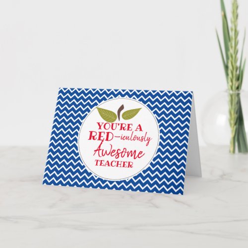 Red_iculously awesome teacher apple fashion card