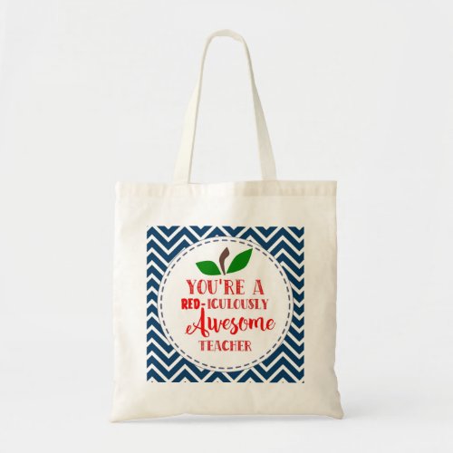 Red_iculously awesome teacher apple fashion tote bag
