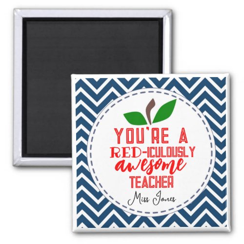 Red_iculously awesome teacher apple magnet