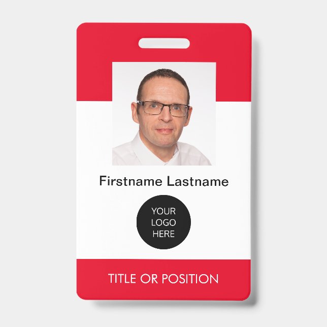 Red ID Photo Name Badge (Front)