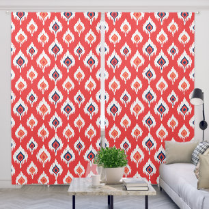 Red Ikat Abstract Pattern Blackout Curtains