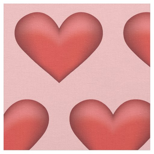 Red Illustrated Hearts Pattern Fabric