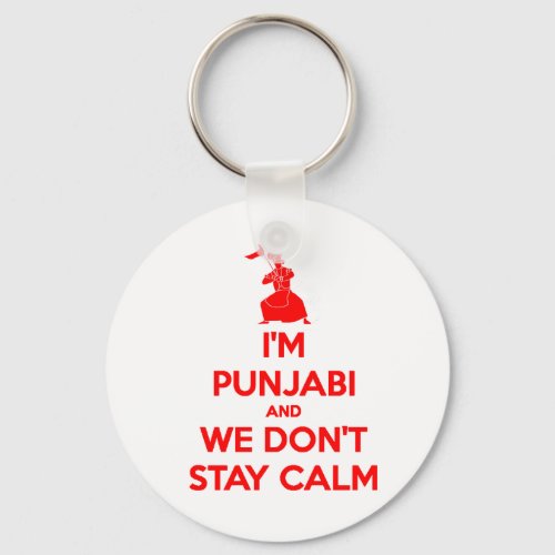 RED Im Punjabi and We Dont Stay Calm Keychain