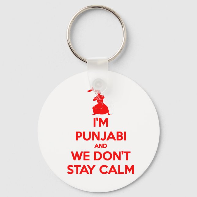 (RED) I'm Punjabi and We Don't Stay Calm Keychain (Front)