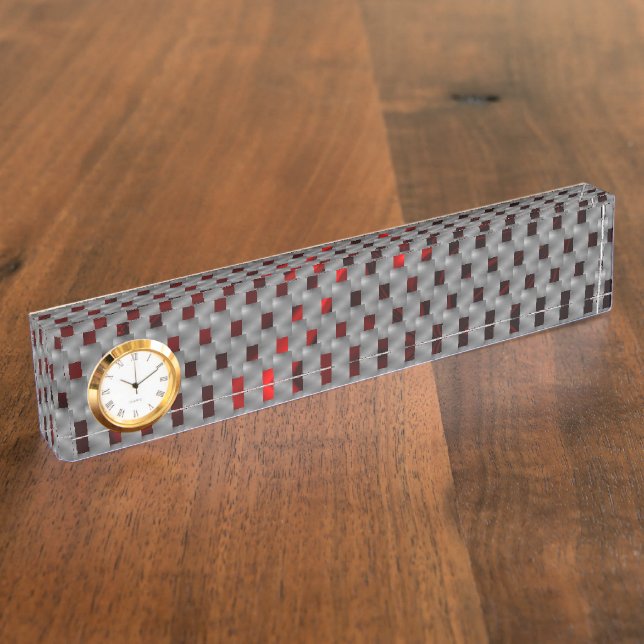 Red image under gray plates, rectangular shapes desk name plate (Side)