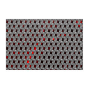Red image under grey plates, rectangular shapes acrylic print