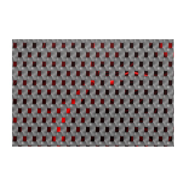 Red image under grey plates, rectangular shapes acrylic print (Front)