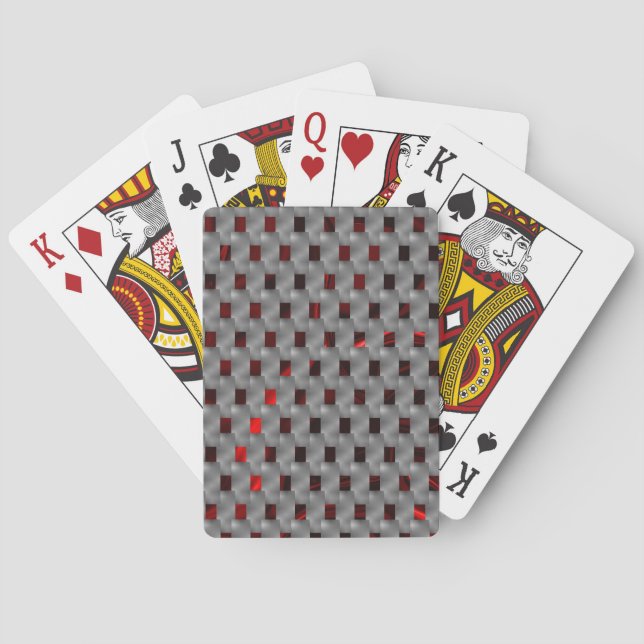 Red image under grey plates, rectangular shapes poker cards (Back)