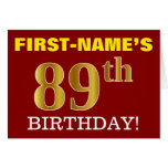 [ Thumbnail: Red, Imitation Gold "89th Birthday" Birthday Card ]