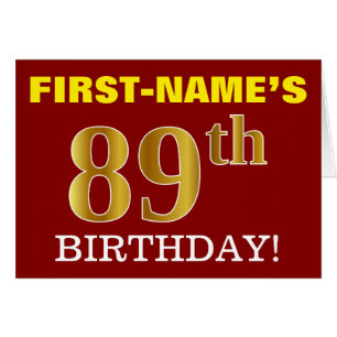 Red, Imitation Gold "89th BIRTHDAY" Birthday Card