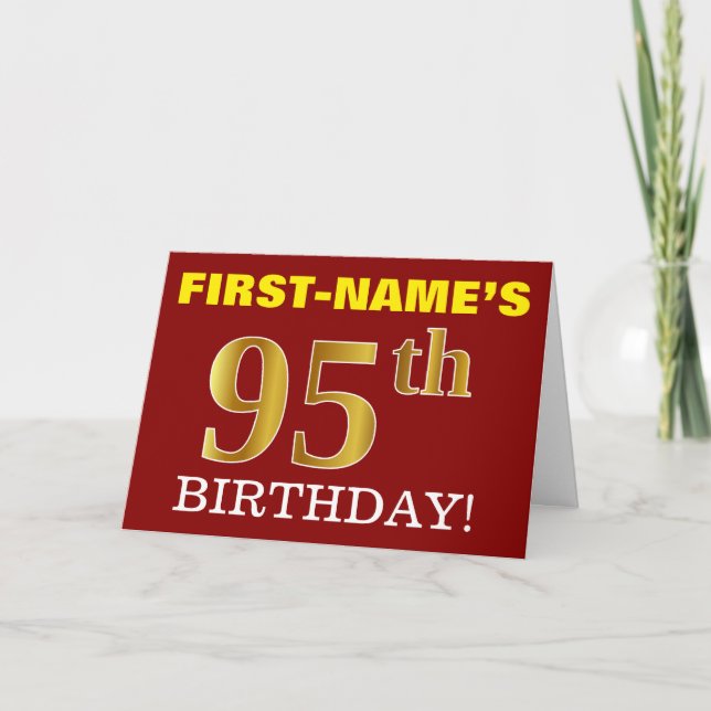 Red, Imitation Gold "95th BIRTHDAY" Birthday Card (Front)