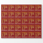 [ Thumbnail: Red, Imitation Gold Look "17th Birthday" Wrapping Paper ]