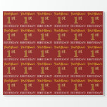 [ Thumbnail: Red, Imitation Gold Look "1st Birthday" Wrapping Paper ]