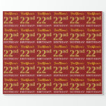 [ Thumbnail: Red, Imitation Gold Look "22nd Birthday" Wrapping Paper ]