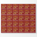 [ Thumbnail: Red, Imitation Gold Look "26th Birthday" Wrapping Paper ]