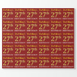 [ Thumbnail: Red, Imitation Gold Look "27th Birthday" Wrapping Paper ]