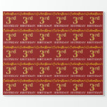 [ Thumbnail: Red, Imitation Gold Look "3rd Birthday" Wrapping Paper ]