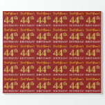 [ Thumbnail: Red, Imitation Gold Look "44th Birthday" Wrapping Paper ]