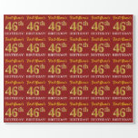 [ Thumbnail: Red, Imitation Gold Look "46th Birthday" Wrapping Paper ]