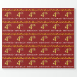 [ Thumbnail: Red, Imitation Gold Look "4th Birthday" Wrapping Paper ]