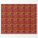 [ Thumbnail: Red, Imitation Gold Look "53rd Birthday" Wrapping Paper ]