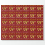 [ Thumbnail: Red, Imitation Gold Look "59th Birthday" Wrapping Paper ]