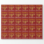 [ Thumbnail: Red, Imitation Gold Look "70th Birthday" Wrapping Paper ]