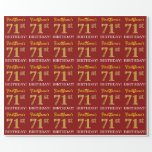 [ Thumbnail: Red, Imitation Gold Look "71st Birthday" Wrapping Paper ]