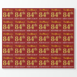 [ Thumbnail: Red, Imitation Gold Look "84th Birthday" Wrapping Paper ]