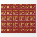 [ Thumbnail: Red, Imitation Gold Look "85th Birthday" Wrapping Paper ]