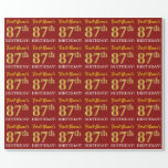 [ Thumbnail: Red, Imitation Gold Look "87th Birthday" Wrapping Paper ]