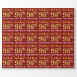 [ Thumbnail: Red, Imitation Gold Look "96th Birthday" Wrapping Paper ]