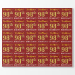 [ Thumbnail: Red, Imitation Gold Look "98th Birthday" Wrapping Paper ]
