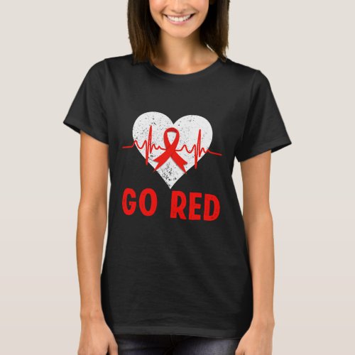 Red In February Blood Cancer Awareness Health Hear T_Shirt