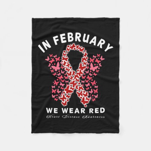 Red In February Heart Disease Awareness Health Hea Fleece Blanket