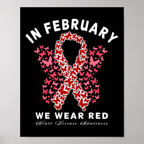 Red In February Heart Disease Awareness Health Hea Poster