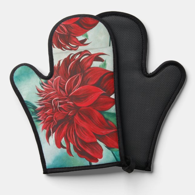 Red in Furry Oven Mitt (Front/Back)