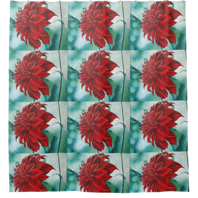 Red in Furry Shower Curtain (Front)