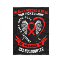 Red In Memory Of Granddaughter Heart Disease Aware Fleece Blanket