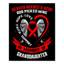 Red In Memory Of Granddaughter Heart Disease Aware Poster