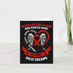 Red In Memory Of Great Grandpa Heart Disease Aware Card