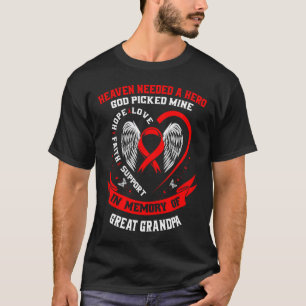 Red In Memory Of Great Grandpa Heart Disease Aware T-Shirt