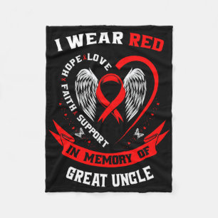 Red In Memory Of Great Uncle Heart Disease Awarene Fleece Blanket