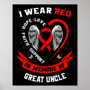 Red In Memory Of Great Uncle Heart Disease Awarene Poster