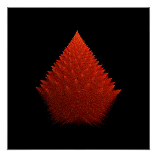 Red Incendia Script Fractal Poster
