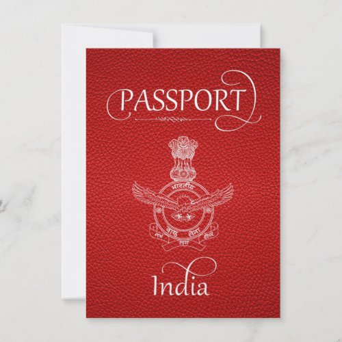 Red India Passport Save the Date Card
