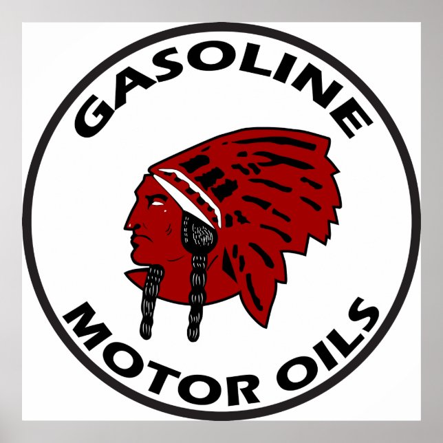 Red Indian Gasoline tin sign flat vers. (Front)