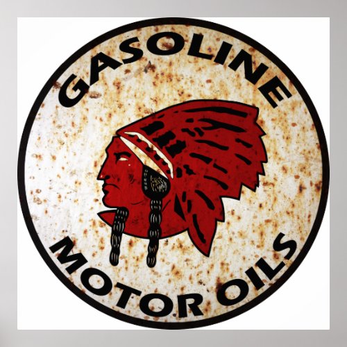 Red Indian Gasoline vintage sign rusted vers